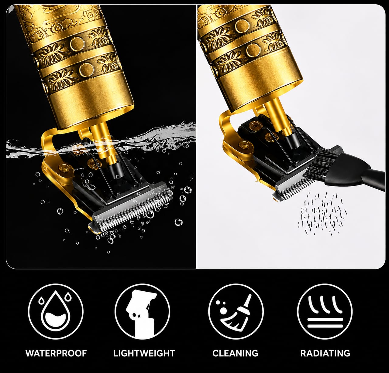 Premium Gold Dragon Trimmer – Rechargeable Professional Hair & Beard Clipper