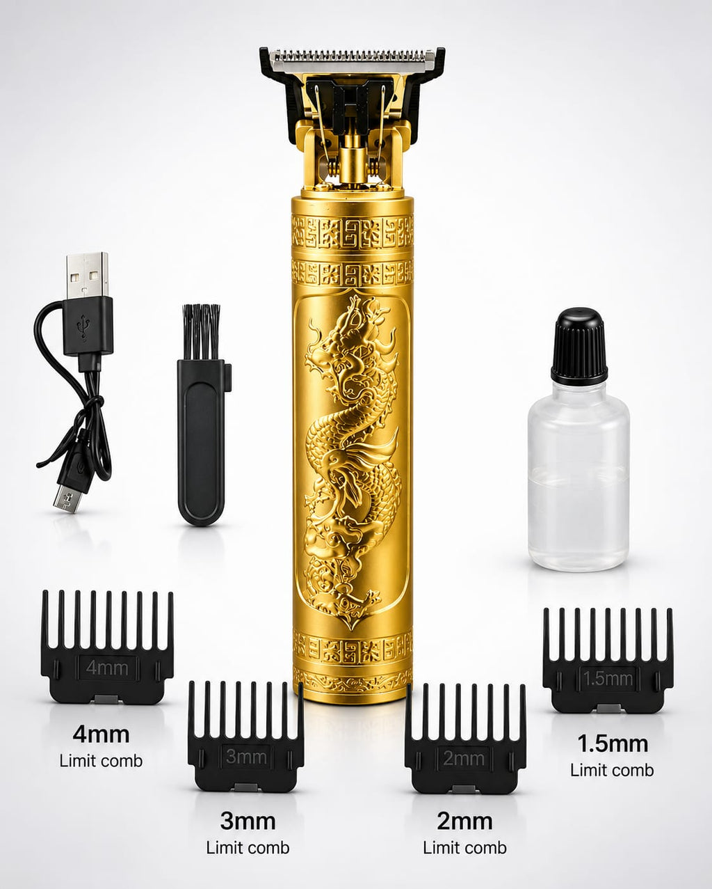 Premium Gold Dragon Trimmer – Rechargeable Professional Hair & Beard Clipper